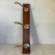 Old coat rack wood aluminum 3 hooks
