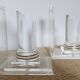 Pair of column bookends in plexiglass and gold metal, 1980s design.