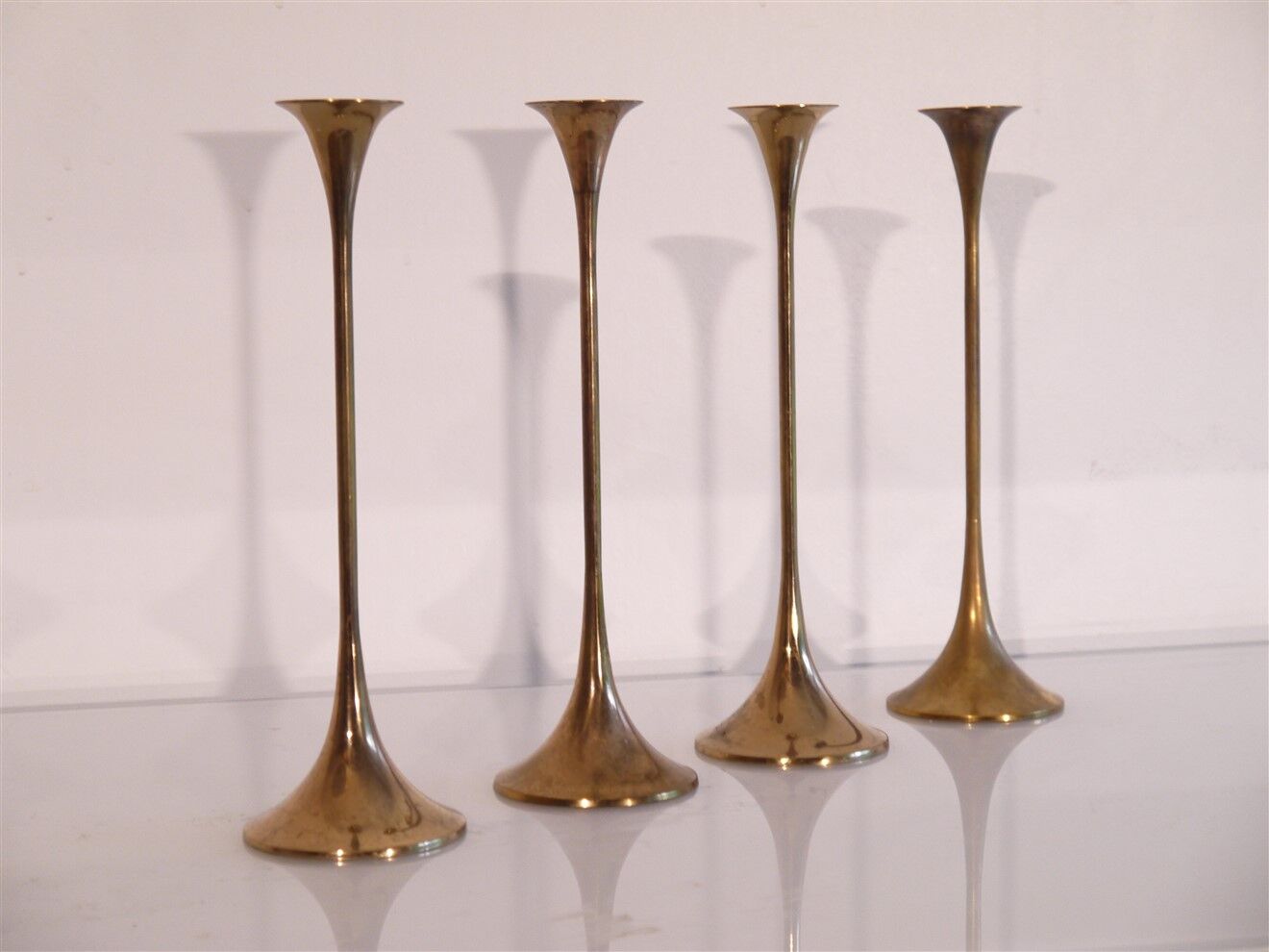 Lot of 4 Scandinavian brass candlesticks 1970
