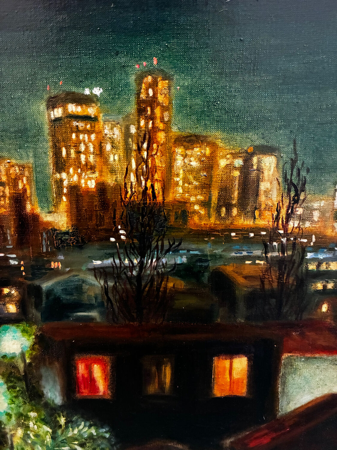 Painting La Défense 1990 signed René le Bastard