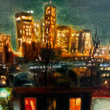 Painting La Défense 1990 signed René le Bastard