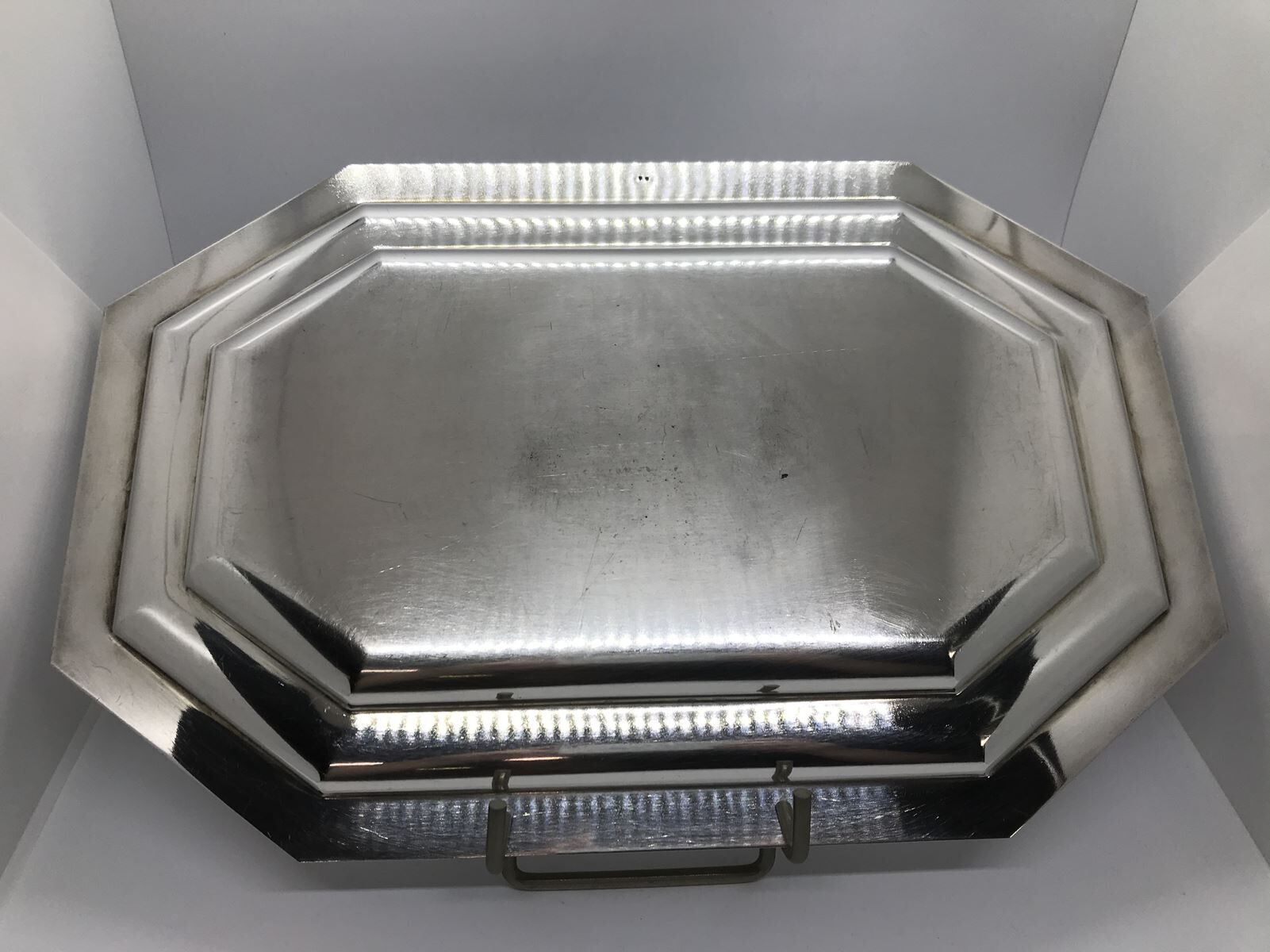 Silver metal serving dish