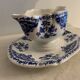 Saucière en faïence bleue et blanche Gien 1960