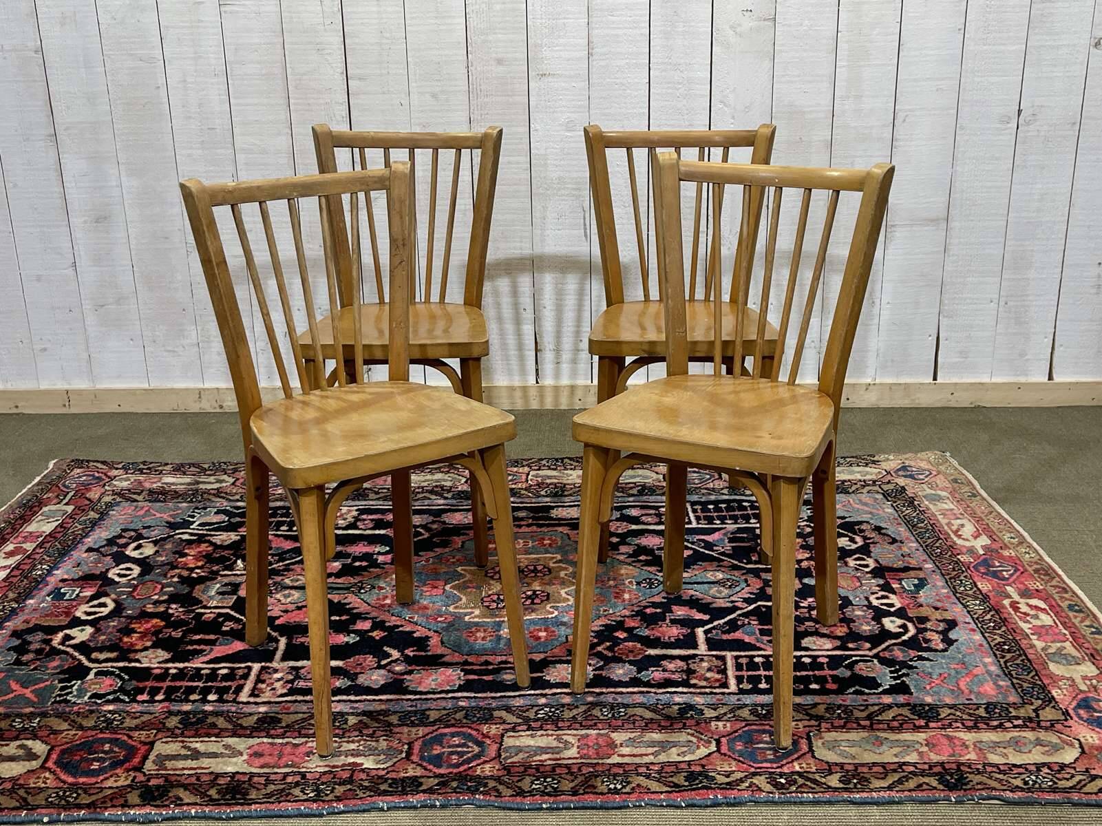Suite de 4 chaises baumann des années 1950