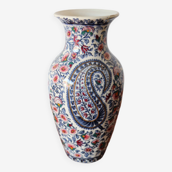 Faience vase from Gien cashmere decoration