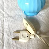 Chatard blue opaline bedside lamp, hook lampshade