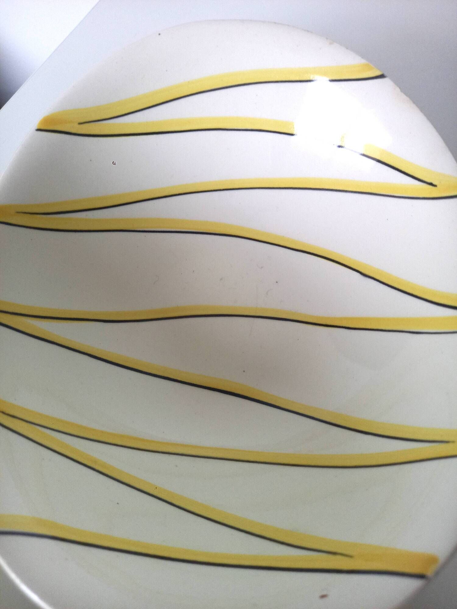 1950 SALINS service Aurore model yellow and black striped soup plates dish ravier