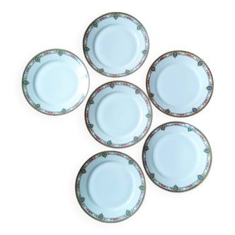 Ensemble de 6 assiettes plates LJV France en porcelaine vintage