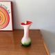 Vase in red, white and green opaline Tie & Dye 1950s