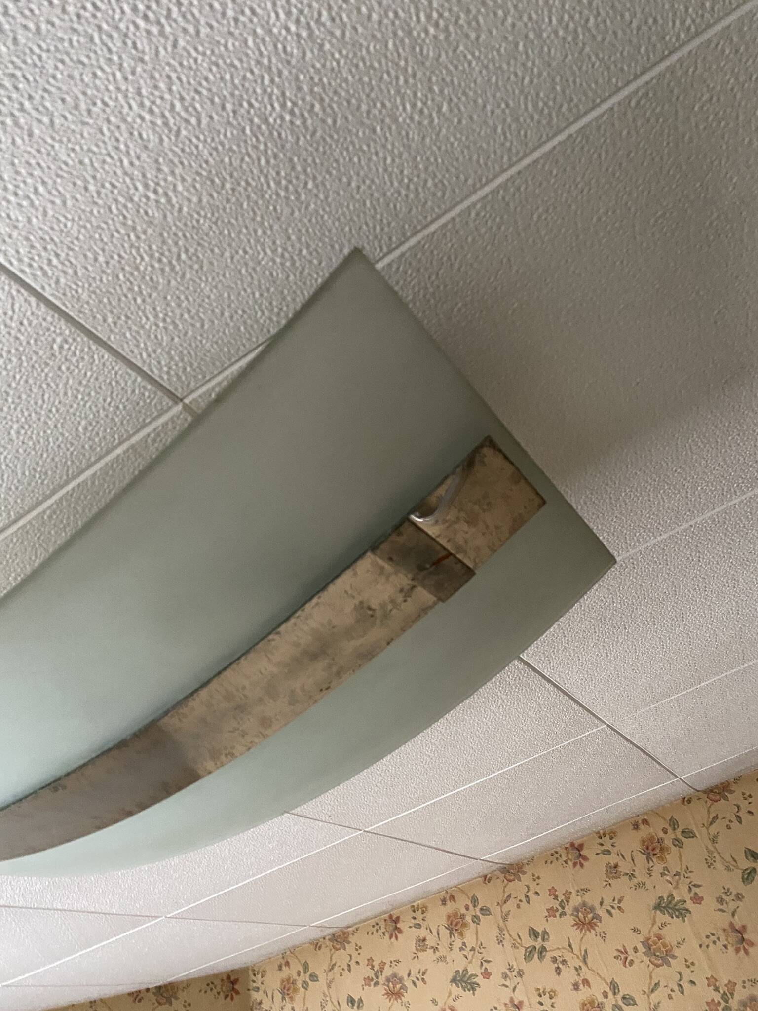 Rectangular ceiling light / chandelier in sandblasted glass and vintage Art Deco chrome