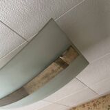 Rectangular ceiling light / chandelier in sandblasted glass and vintage Art Deco chrome