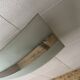 Rectangular ceiling light / chandelier in sandblasted glass and vintage Art Deco chrome