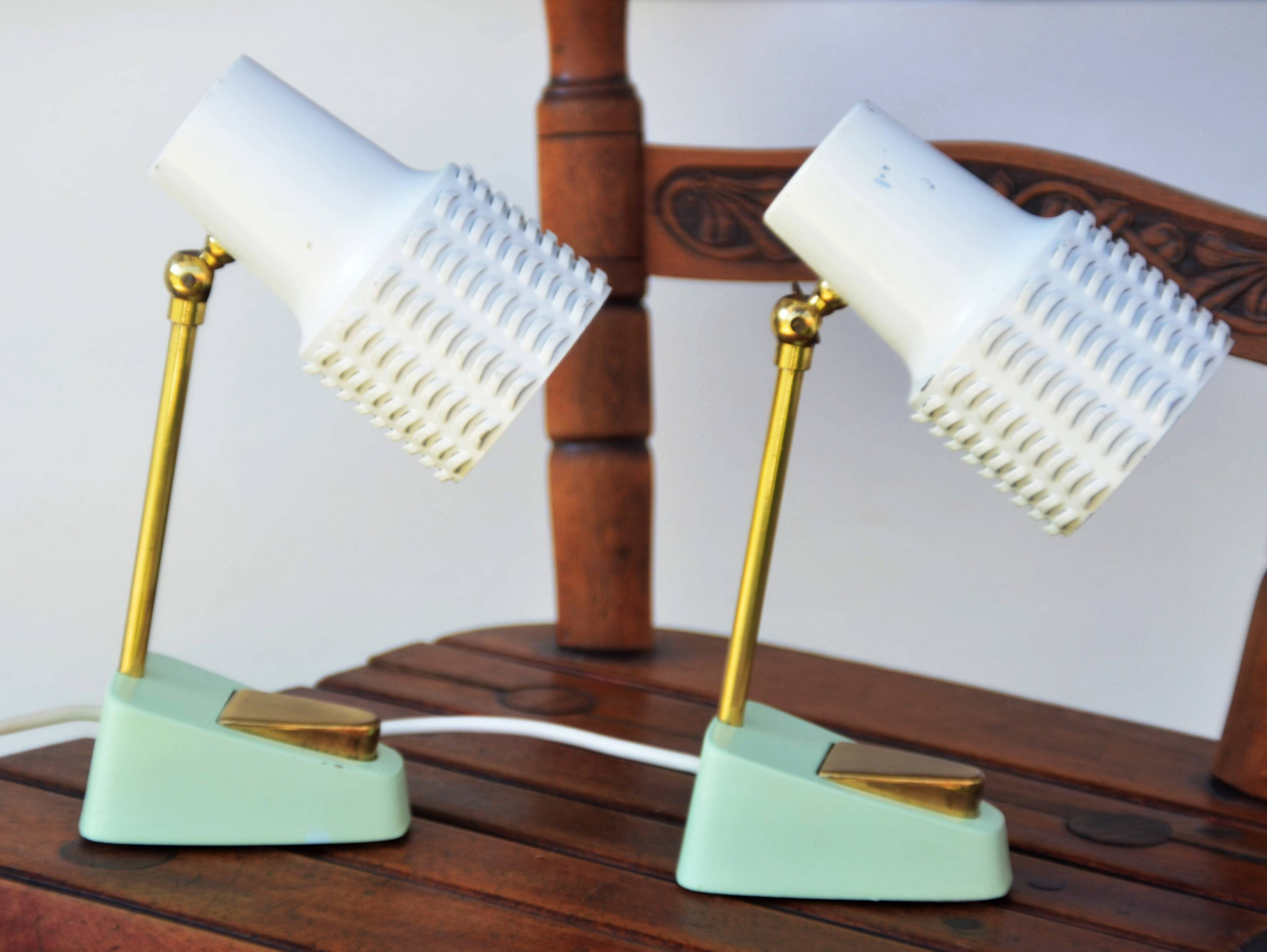 Mid century stilnovo pair bedside lamps