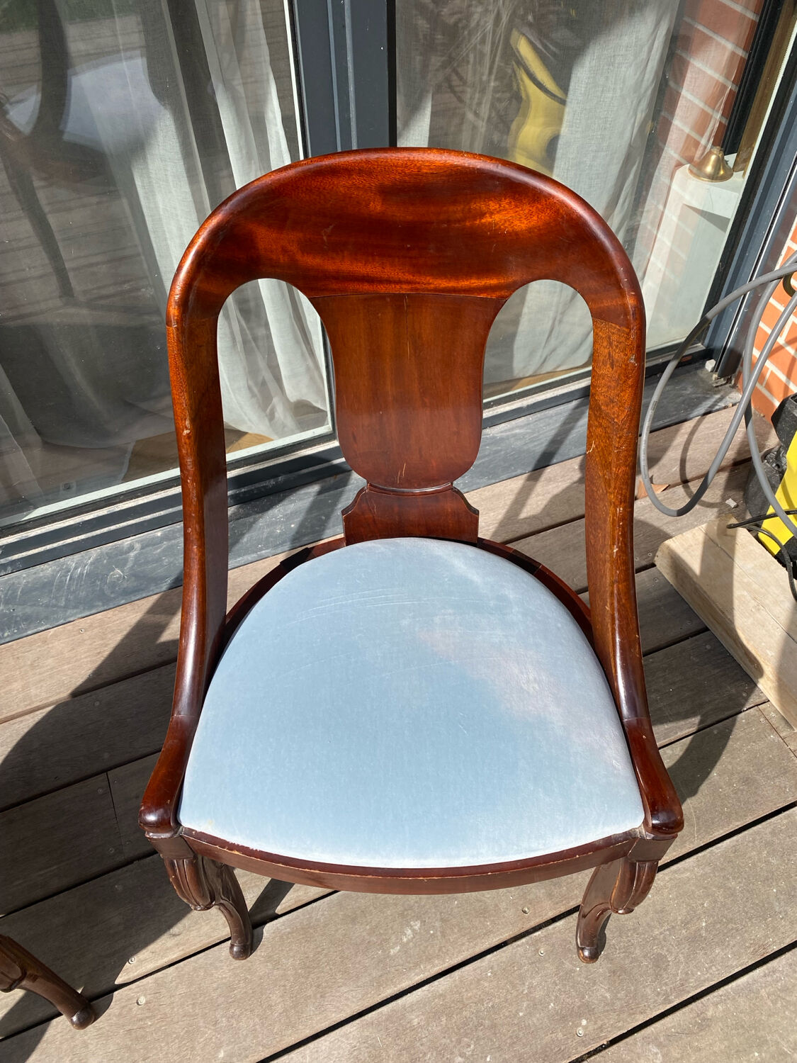 Pair of mahogany gondola chairs