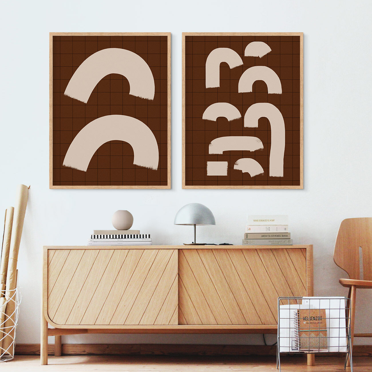 Pair of prints, abstract wall art set of two, 50x70cm