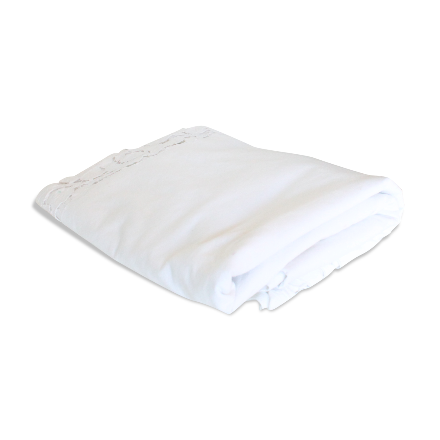 Antique cotton and linen sheet, flower embroidery, rare, 190 x 190