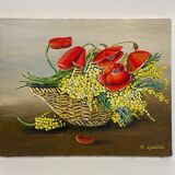Bouquet of Poppies in a basket