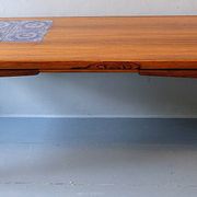 Rosewood coffee table with blue ceramic tiles, Denmark 1960s