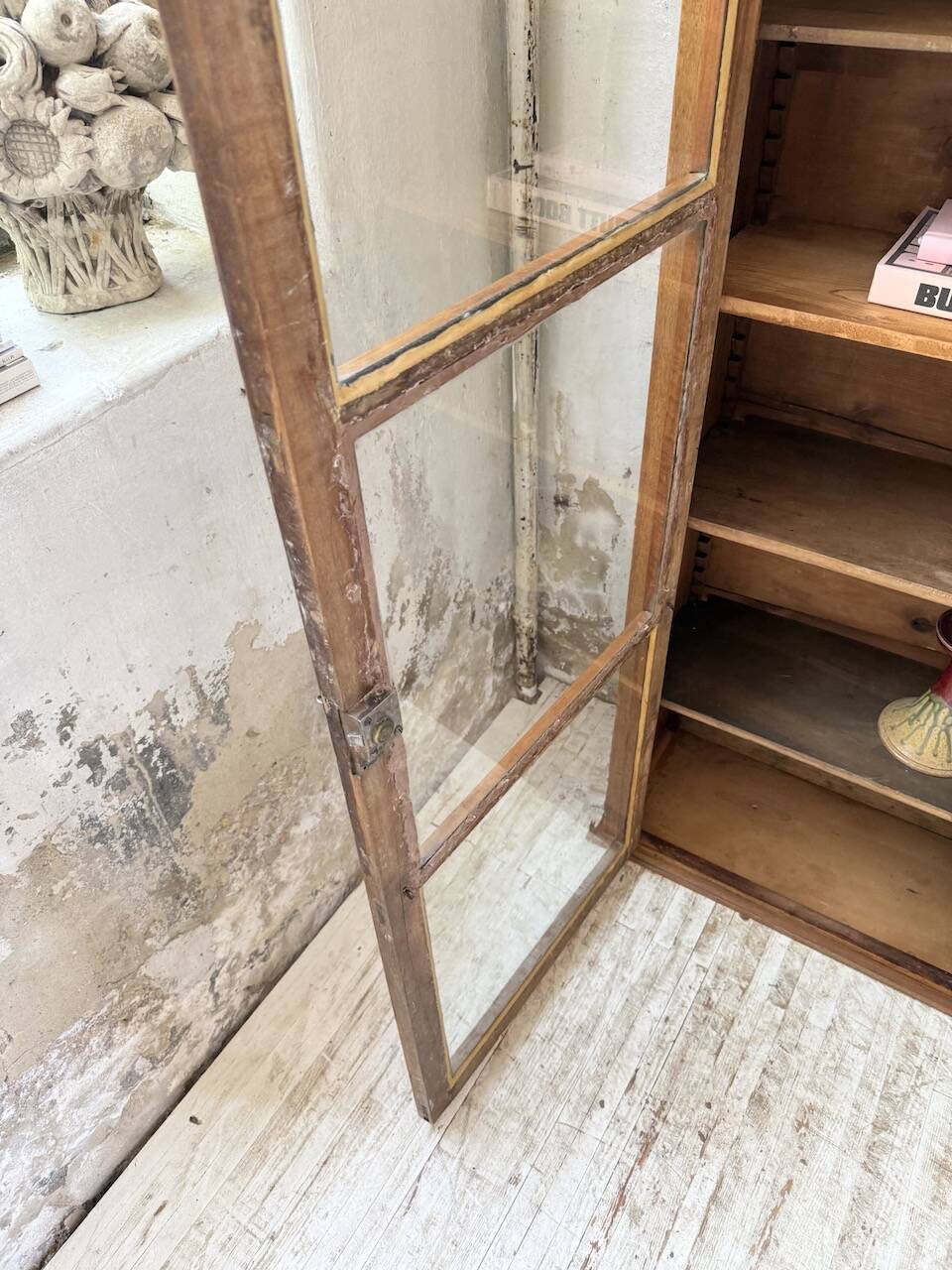 Glass-fronted walnut library 1900