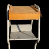 Vintage bedside table in wood and metal