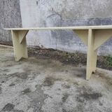 Old wooden farm bench vintage white fir industrial cloakroom