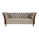 Chesterfield sofa in leather, fabric and wood
