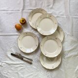 6 flat earthenware plates in beige and gold Villeroy Boch ACC-7227