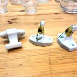 3 patères wall-makeers ceramic porcelain floral vintage 60 Samaritan France