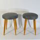 Vintage grey spring stool restored, wood