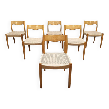 Danish vintage oak papercord dining chairs ‘Wabi-Sabi’