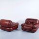 Pair of leather armchairs Sapporo 1970s, Mobil Girgi publisher