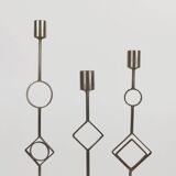 Set of three 1970s design candlesticks