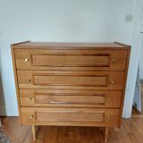 Vintage wood and rattan chest of drawers