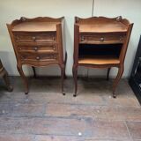 Pair of Louis XV style bedside tables in solid cherry wood