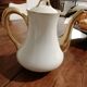 Old white and gold Limoges porcelain coffee maker