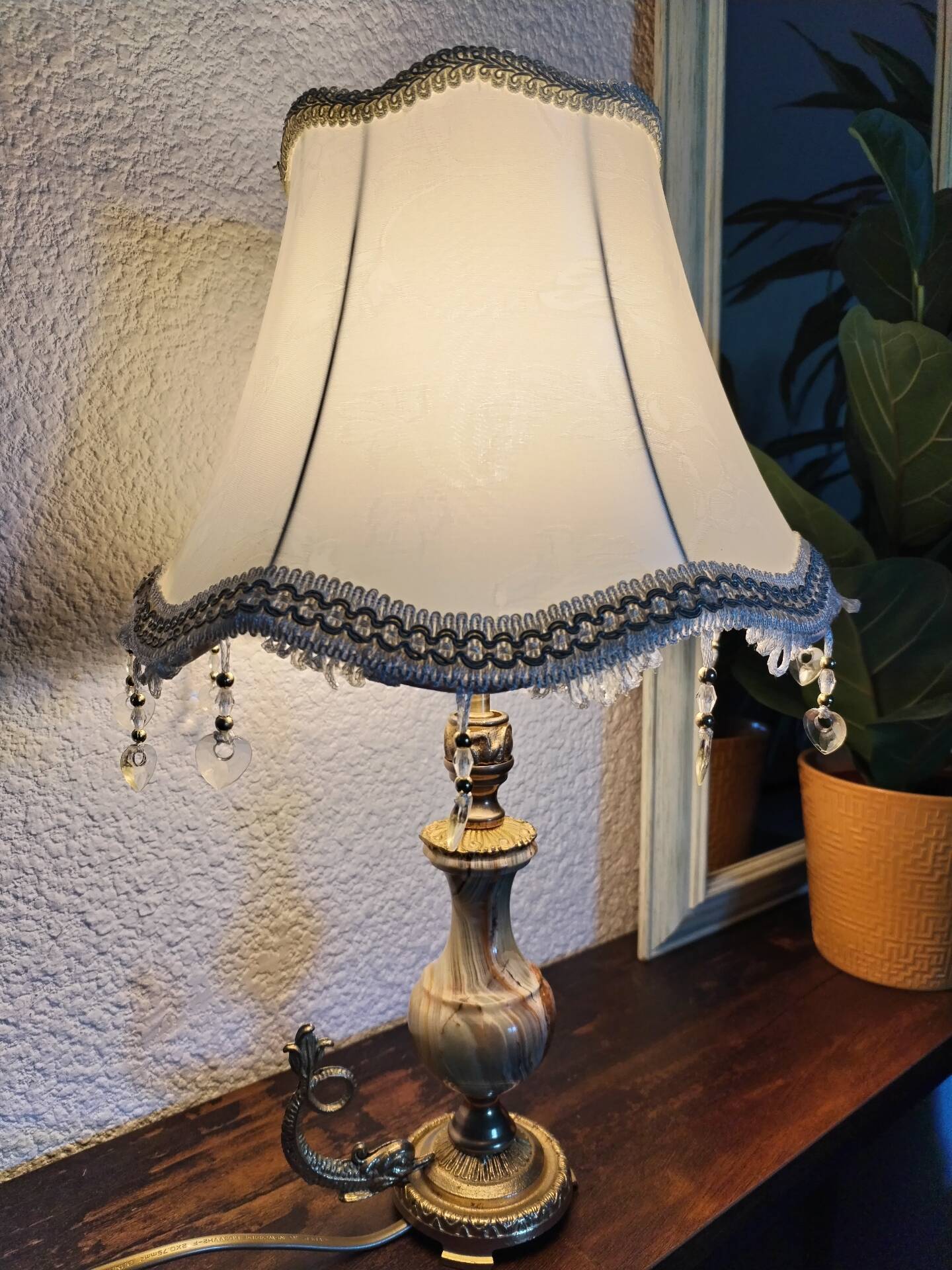 Lampe de table vintage en onyx et laiton, Italie