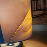 Ceramic lamp, Montclus art workshop, silk lampshade, hand painted