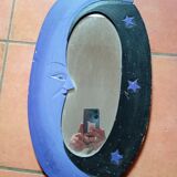 Miroir lune en bois, ovale, violet & noir