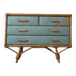 commode en rotin vintage