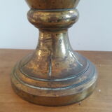Brass amphora vase - copper art deco style on pedestal with floral pattern handles