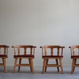 Set of 4 modern Norwegian armchairs by Krogenæs, solid pine, 1950s.