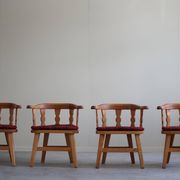 Ensemble de 4 fauteuils modernes norvégiens par Krogenæs, pin massif, années 1950