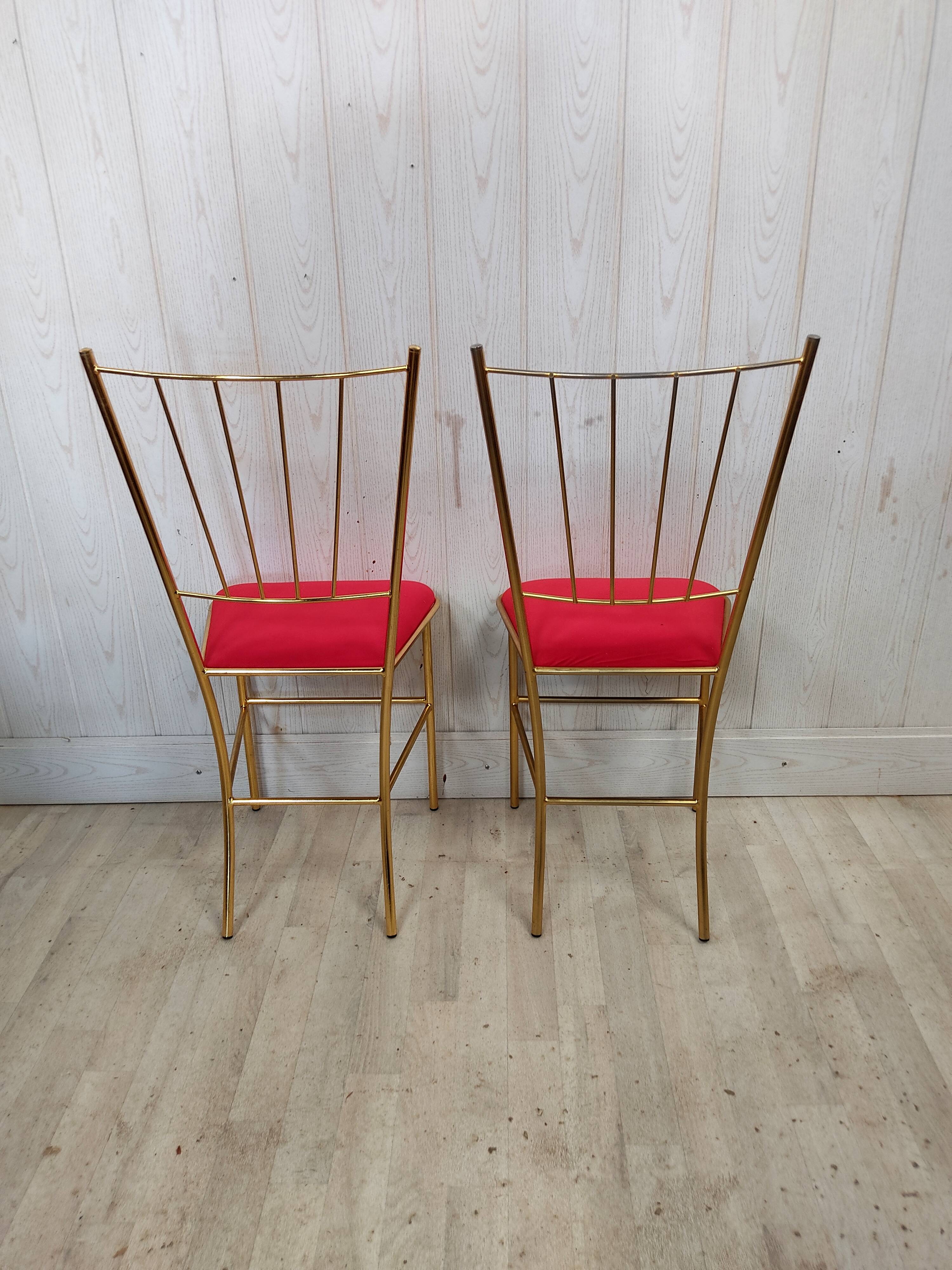 Duo of vintage gold metal chairs