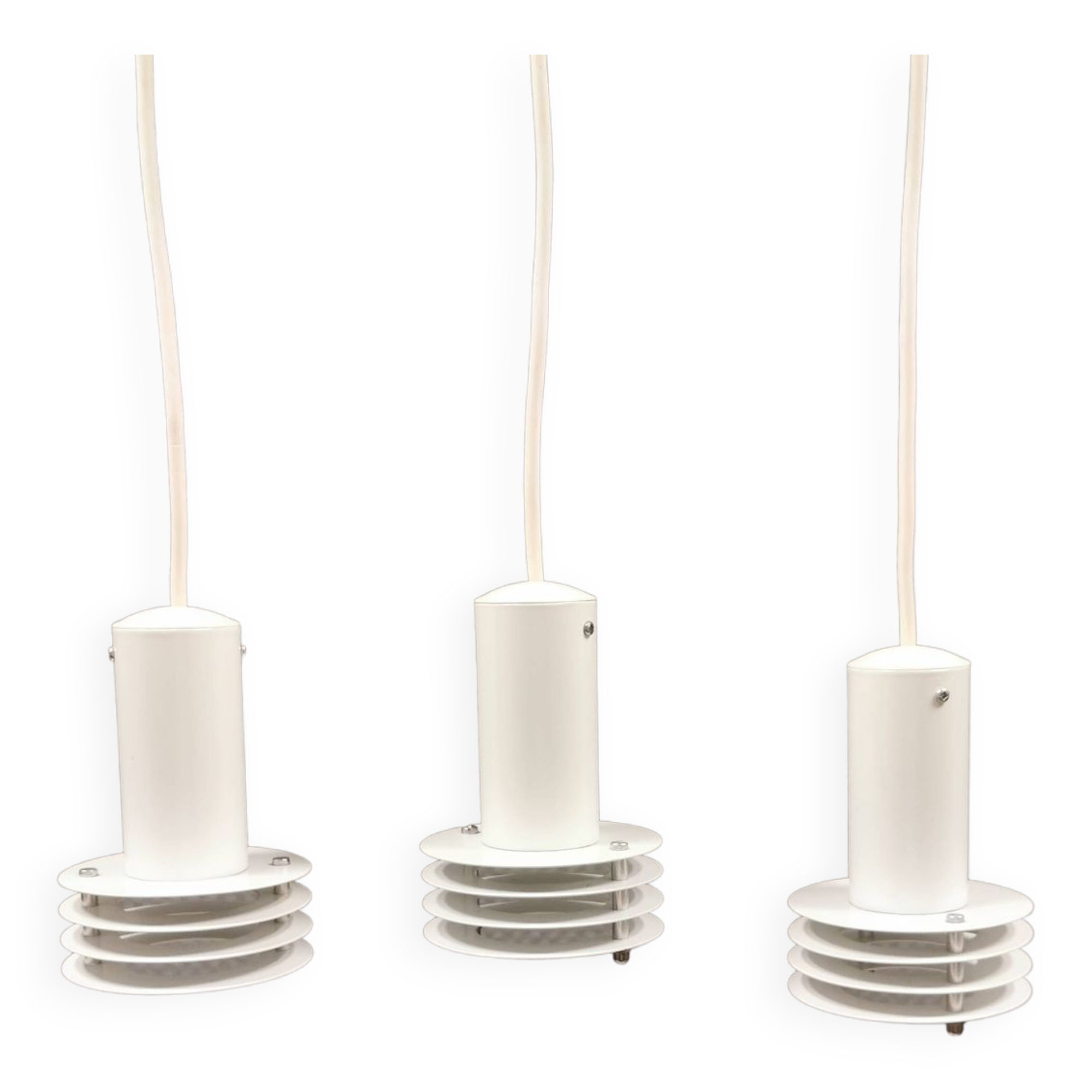 3 minimalistic small hanging lamps from danish lyfa, produced in the 80s.