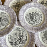 Set 8 Dessert plates Les Volontaires Faïence de Luneville