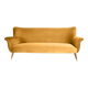 Three-seater velvet sofa, German, 1960s, mustard, restored.
