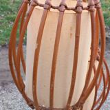 Bamboo and rattan floor lamp 2 lights from the 70s