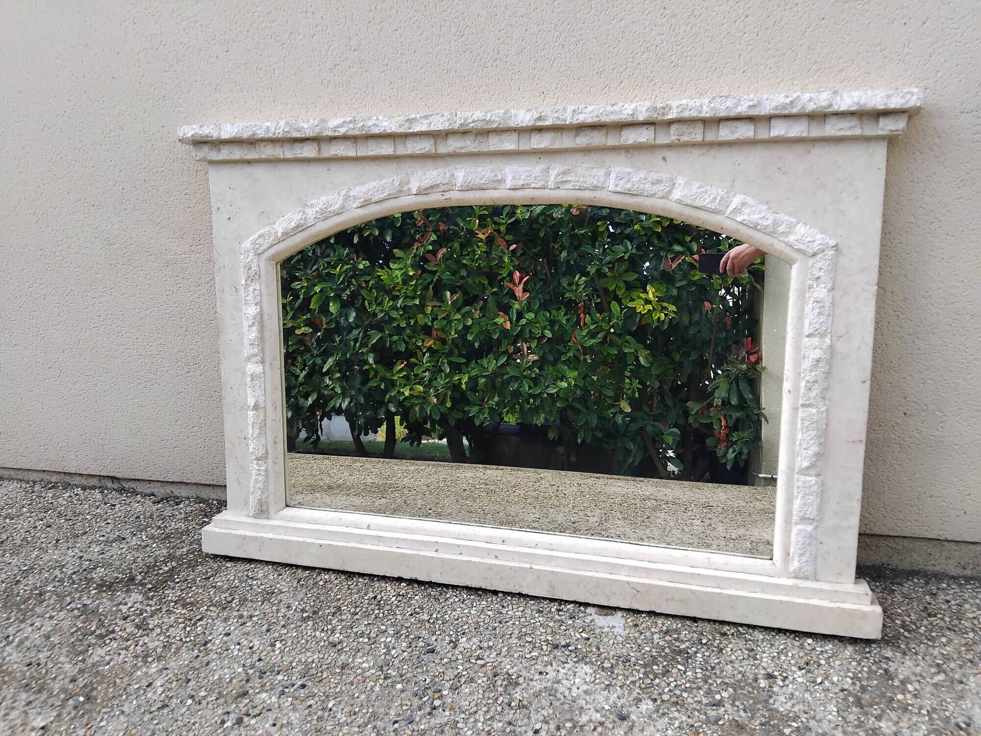 Large vintage stone mirror