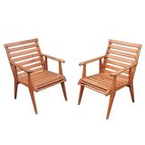 Paire de fauteuils bois