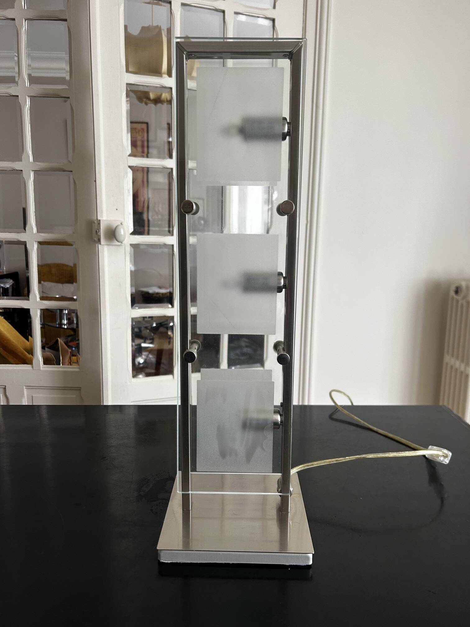 chrome and glass table lamp